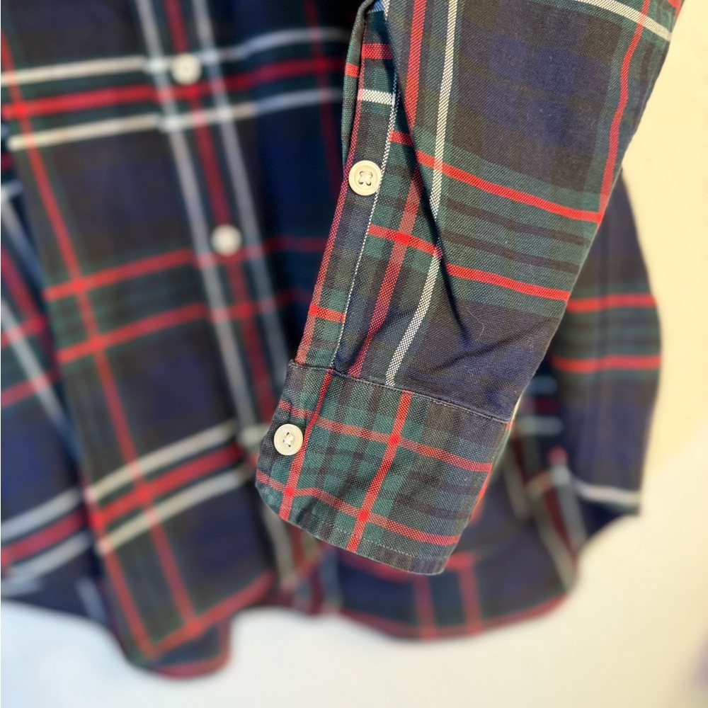 VTG Ralph Lauren BIG SHIRT Men L Navy Green Red Plaid Button Down 100% Cotton - Picture 11 of 15
